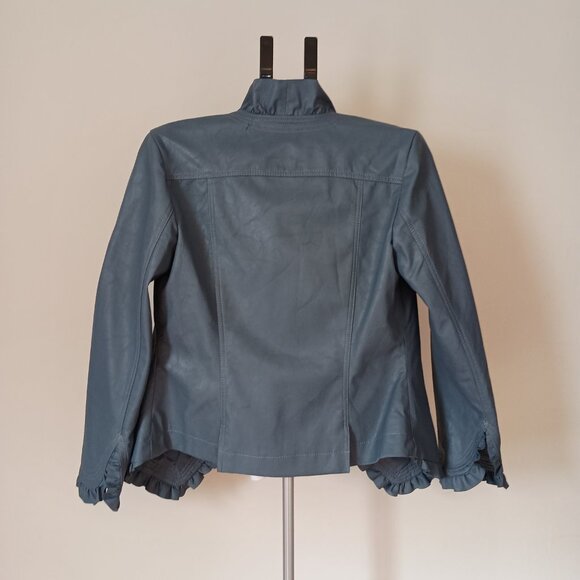 Hot in Hollywood Vegan Leather Blue Short Baddie  Jacket Women’s Size S NWT - Picture 15 of 16